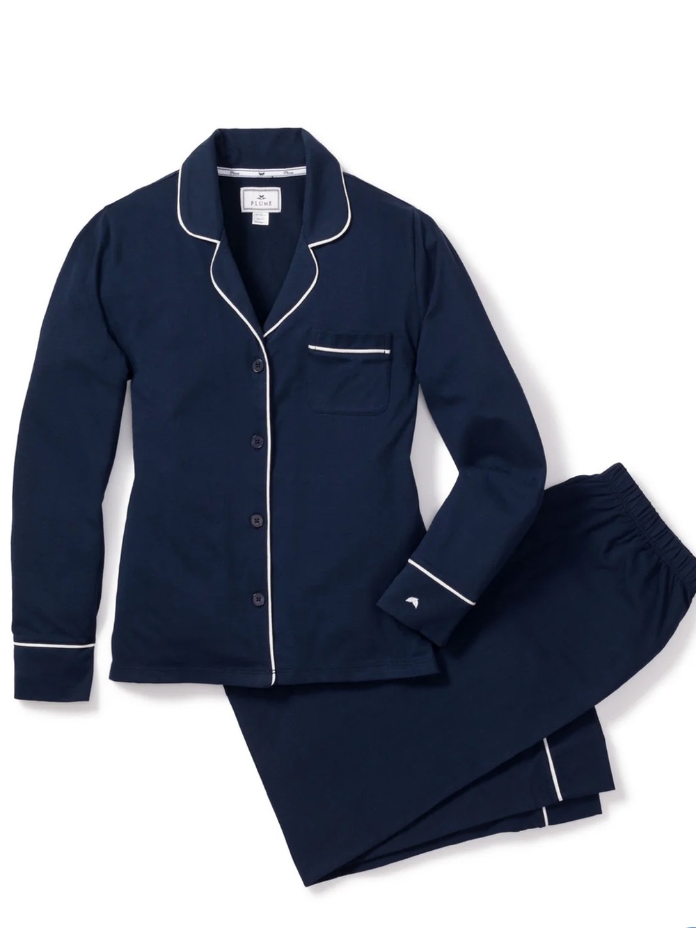 Women's Pima Pajama Set in Navy - Picture 2 of 15